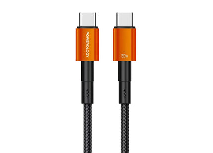 Powerology QX 45W Single Port UK GaN Adapter With Type-C Cable Black/Orange