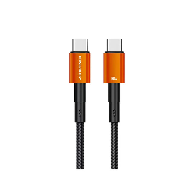 Powerology QX 45W Single Port UK GaN Adapter With Type-C Cable Black/Orange