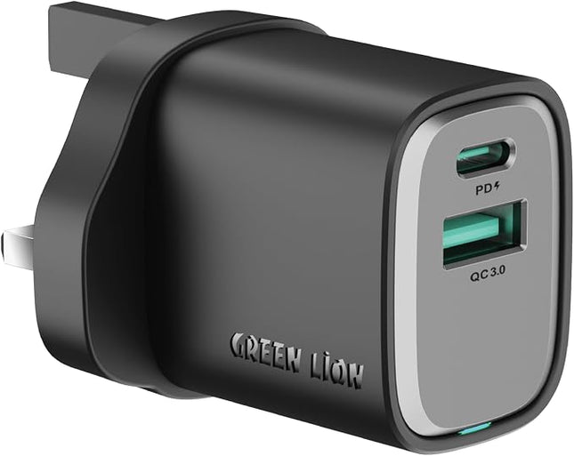 Green Lion SUPRA 33W GaN UK Wall Charger with USB-C to USB-C Cable