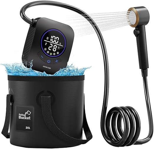 Green Lion Camping Shower with Digital Display 8000mAh 20L