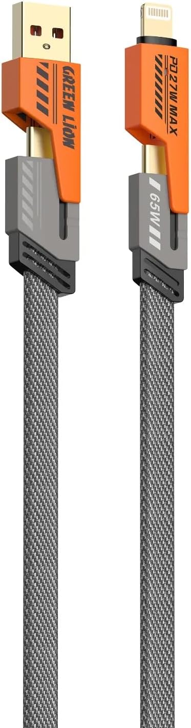 Green Lion 2 in 2 Braided Fast Charging Cable 65W 1.2M