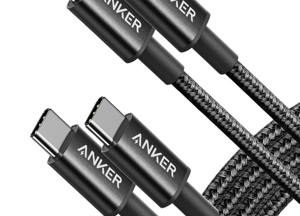 Anker 2-Pack New Nylon USB C to USB C Cable 3.3ft 60W Black