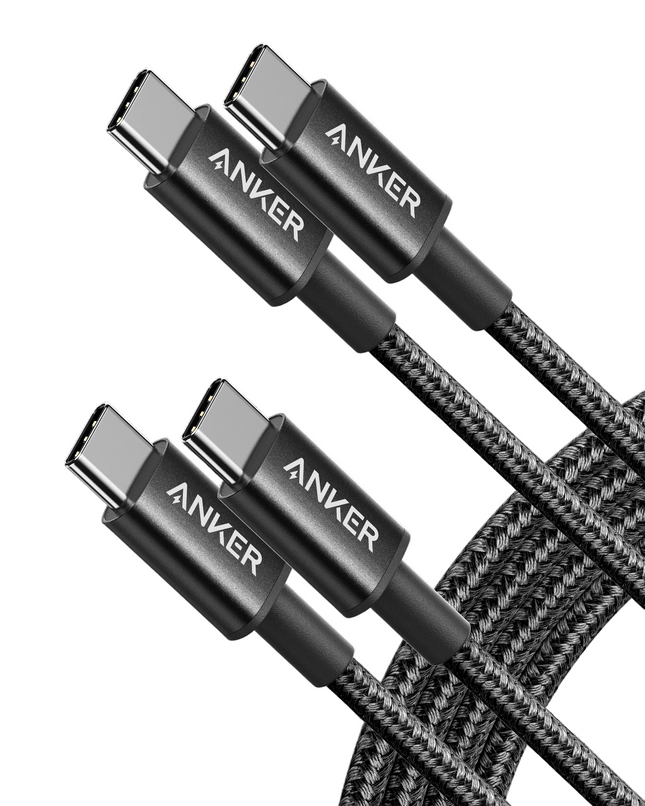 Anker 2-Pack New Nylon USB C to USB C Cable 3.3ft 60W Black