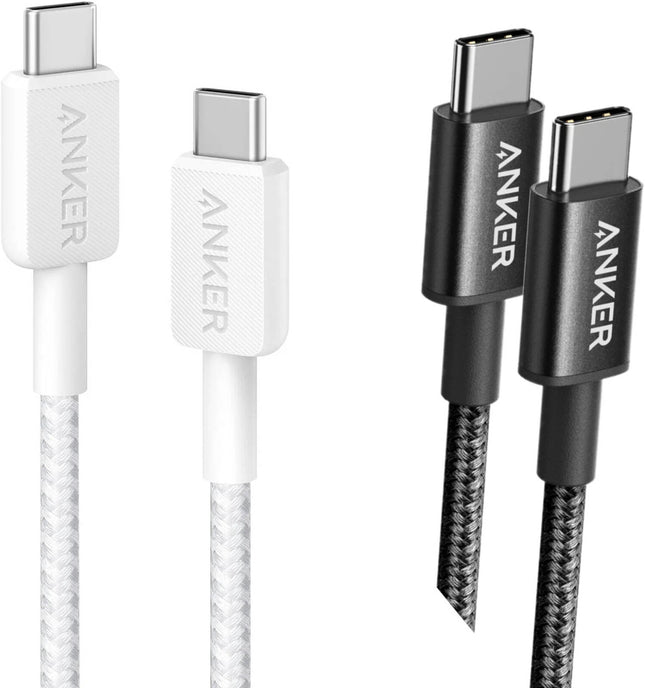 Anker 2-Pack Nylon USB C to USB C Cable 3.3ft 60W Black & White