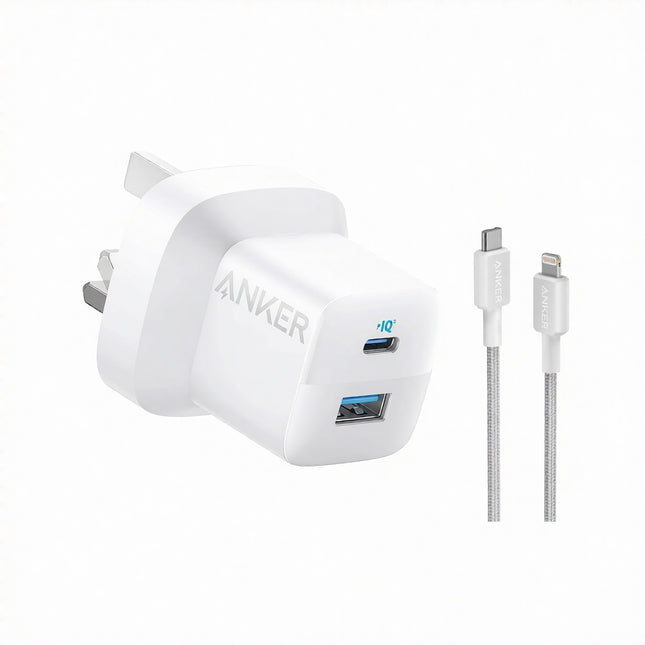 Anker 323 Charger 33W With USB-C to Lightning Cable White