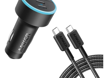 Anker 335 Car Charger 67W with USB-C to USB-C 3ft Cable Black