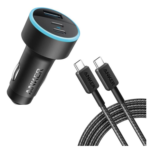 Anker 335 Car Charger 67W with USB-C to USB-C 3ft Cable Black