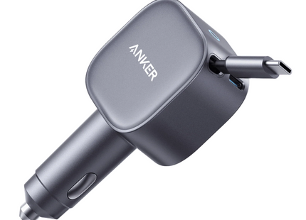 Anker 633 Car Charger with Built-in Retractable USB-C Cable 75W Black