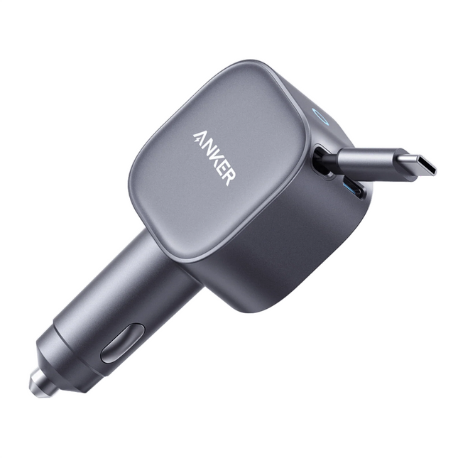 Anker 633 Car Charger with Built-in Retractable USB-C Cable 75W Black