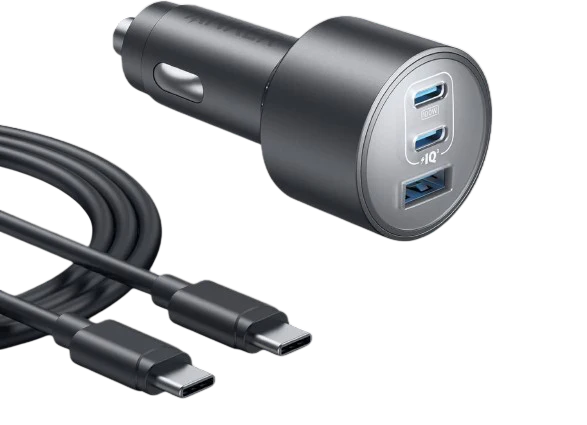 Anker Car Charger 3 Ports with USB-C to USB-C Cable 167.5W Black