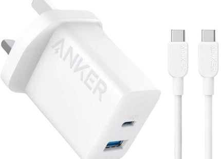 Anker Charger with USB-C to USB-C Cable 2 Ports 20W White