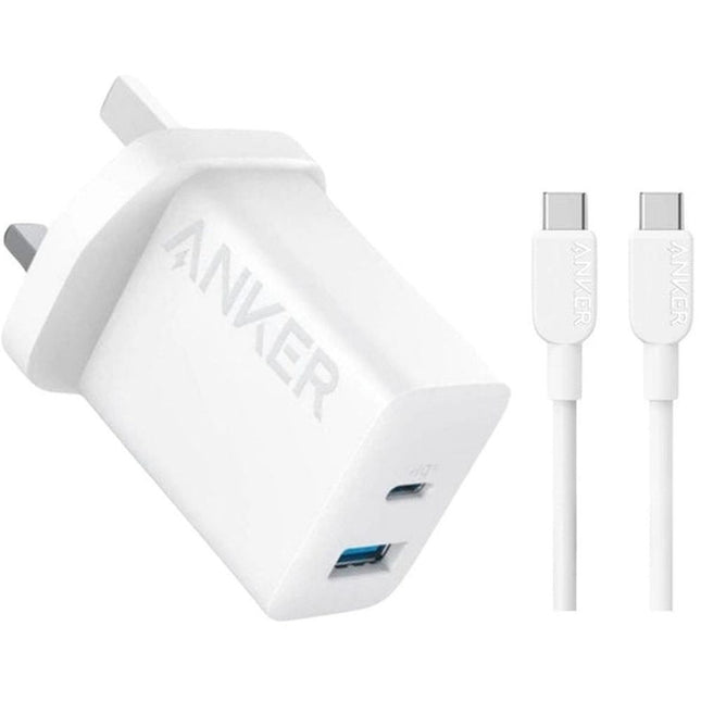 Anker Charger with USB-C to USB-C Cable 2 Ports 20W White