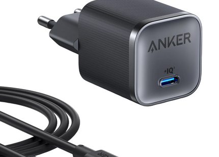 Anker Nano Charger with USB-C to USB-C Cable EU 45W Black