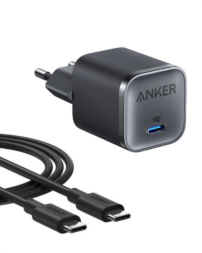 Anker Nano Charger with USB-C to USB-C Cable EU 45W Black