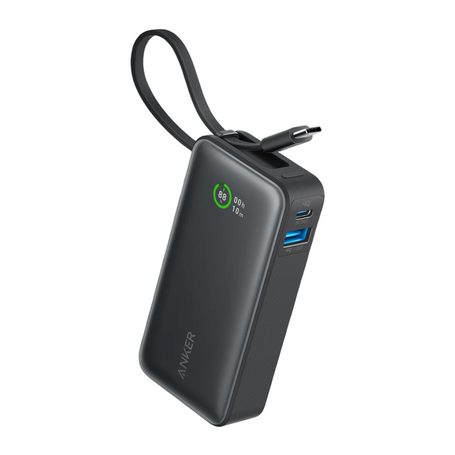 Anker Nano Power Bank 10000mAh with Built-In USB-C Cable 30W Black