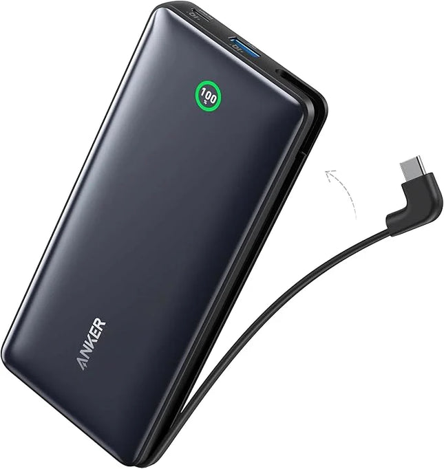 Anker Nano Power Bank 20000mAh with Built-in USB-C Cable 30W Black