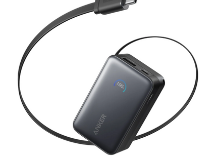 Anker Nano Power Bank 10000mAh with Built-in Retractable USB-C Cable 45W Black