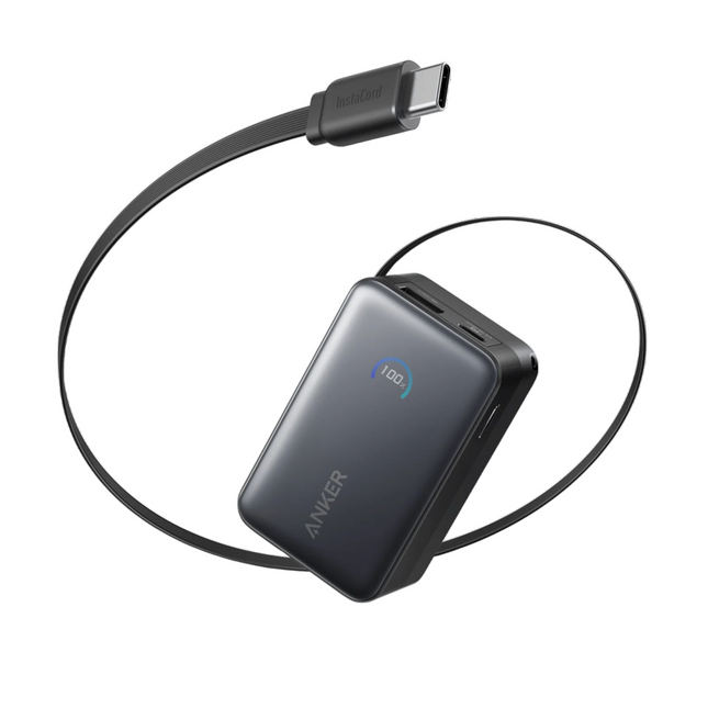 Anker Nano Power Bank 10000mAh with Built-in Retractable USB-C Cable 45W Black