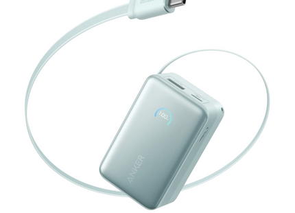 Anker Nano Power Bank 10000mAh with Built-in Retractable USB-C Cable 45W Green