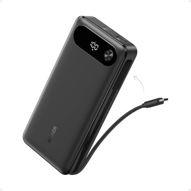 Anker Power Bank 20000mAh with Built-In USB-C Cable 87W Black