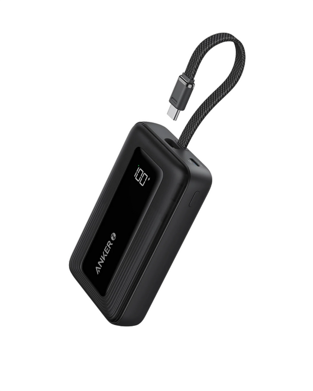 Anker Zolo Power Bank 10000mAh with Built-in USB-C Cable 30W Black