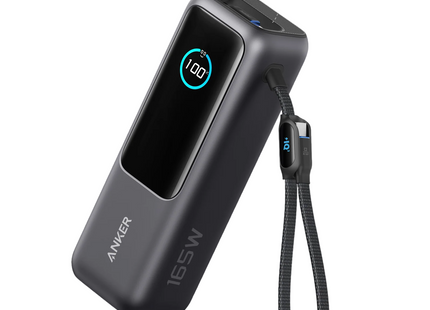 Anker Power Bank 25000mAh Built-In and Retractable Cables 165W Black