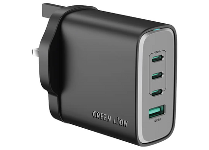 Green Lion Supra 100W UK GaN Wall Charger USB-A & 3 USB-C Ports