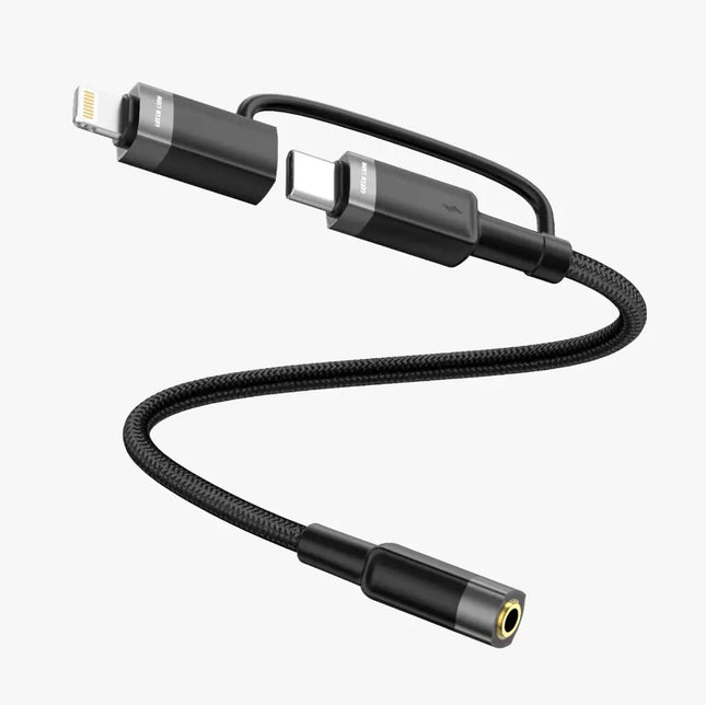 Green Lion 2 IN 1 AUDIO CABLE 12CM USB-C , LIGHTNING TO 3.5 MM JACK