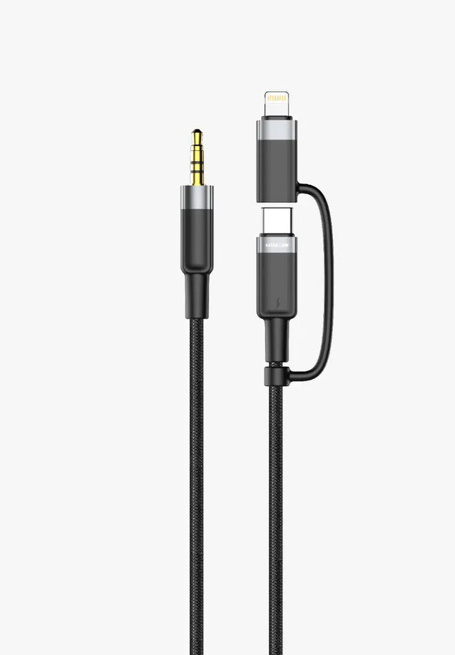 Green Lion 2 IN 1 AUDIO CABLE 1M USB-C , LIGHTNING TO 3.5 MM AUX