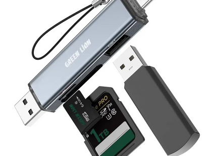 Green Lion 3 in1 Card Reader - USB-A & USB-C Connectivity