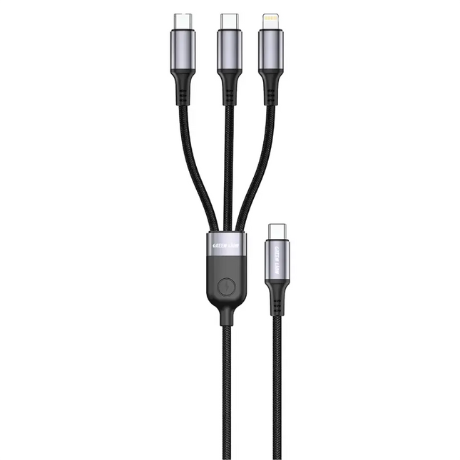Green Lion 3 IN 1 USB-C 1M  Cable 2 USB-C/Lightning 60W