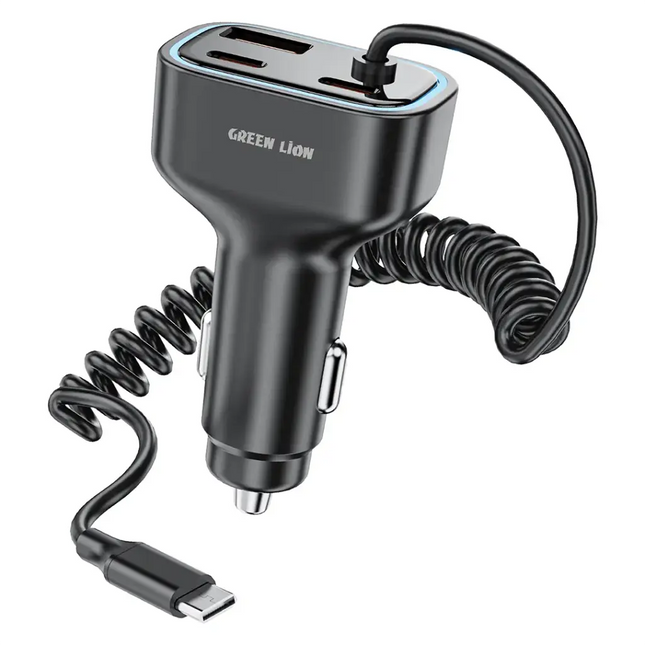 Green Lion 90W Car Charger Dual PD , Built in USB-C Cable PD 45W