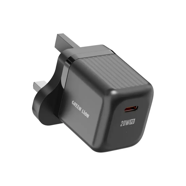Green Lion Ultra Compact GaN Wall Charger UK Pin USB-C PD 20W C to C