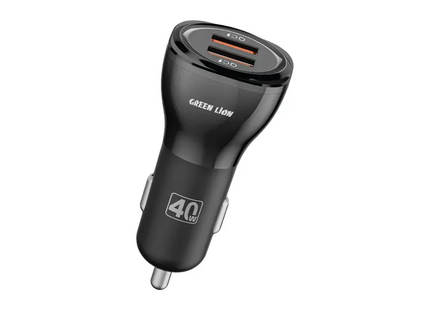 Green Lion Dual QC3.0 Car Charger 40W (QC 20W*2) With USB-A to USB-C Cable 1M