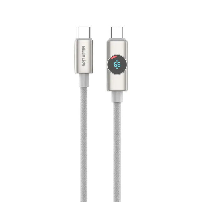 Green Lion Volt Display Nylon Braided 1M Cable USB-C to USB-C PD 100W