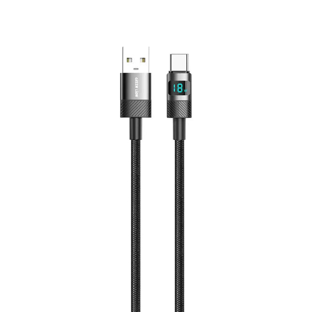 Green Lion LED Display Braided 1M Cable USB-C to USB-C 100W