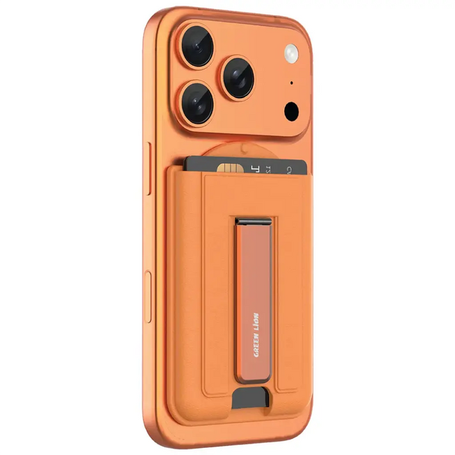 Green Lion Mag Wallet Kickstand Magsafe Card Holder Orange