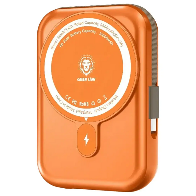 Green Lion 10000mAh Monaco MagSafe Power Bank Orange