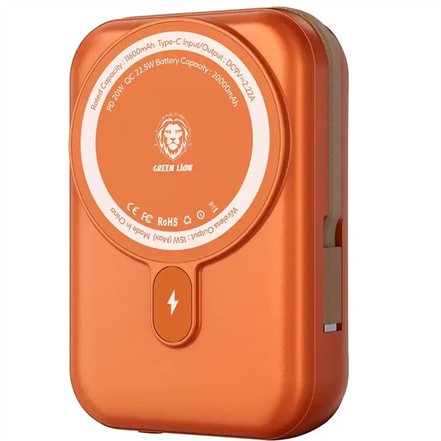 Green Lion 20000mAh Monaco MagSafe Power Bank Orange