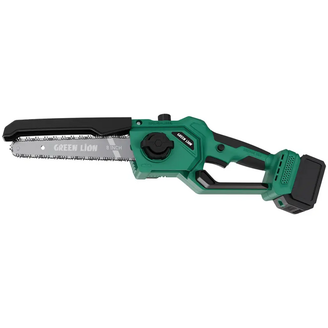 Green Lion GES-8 Brushless Cordless Chainsaw -  8" Bar Length  - 2*21V 3.0Ah Battery