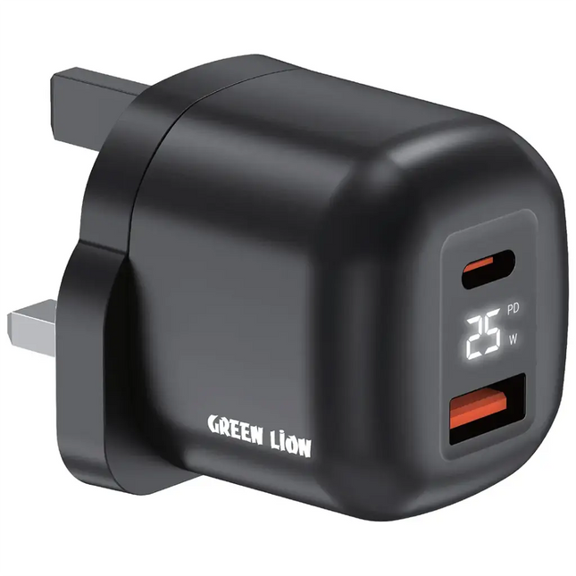 Green Lion Q- SERIES UK Plug GaN Charger USB-C&A Port PD25W+ QC3.0