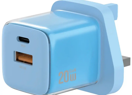 Green Lion Reva Dual Port Wall Charger PD+QC 20W Blue