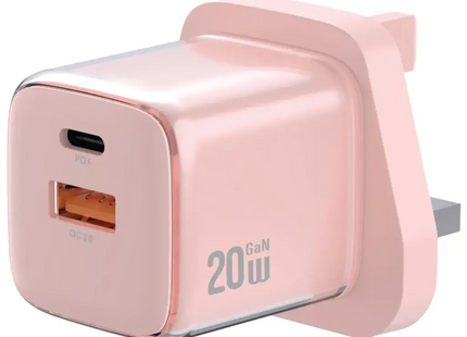 Green Lion Reva Dual Port Wall Charger PD+QC 20W Pink