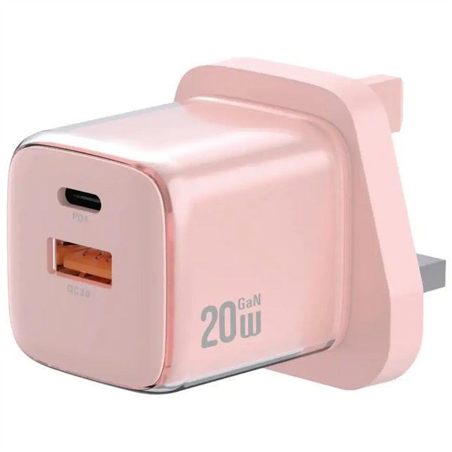 Green Lion Reva Dual Port Wall Charger PD+QC 20W Pink