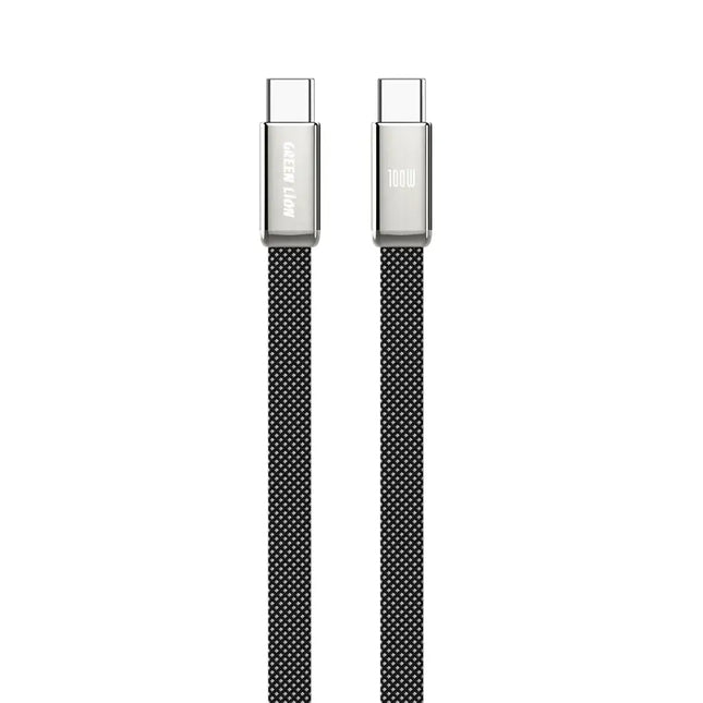 Green Lion Ultra-Thin Braided 1M Cable USB-C To USB-C 100W Black