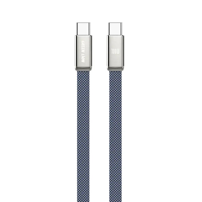 Green Lion Ultra-Thin Braided 1M Cable USB-C To USB-C 100W Blue