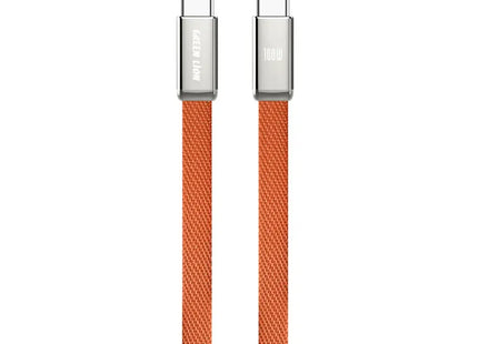 Green Lion Ultra-Thin Braided 1M Cable USB-C To USB-C 100W Orange