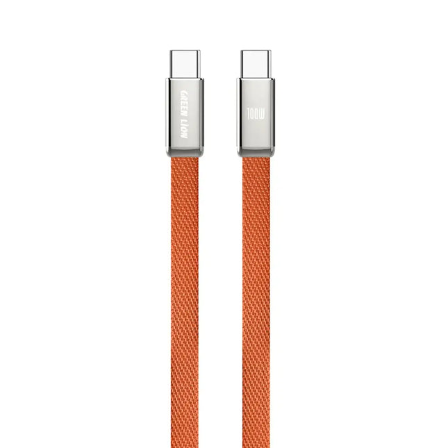 Green Lion Ultra-Thin Braided 1M Cable USB-C To USB-C 100W Orange