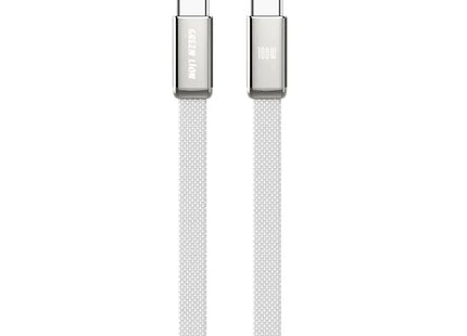 Green Lion Ultra-Thin Braided 1M Cable USB-C To USB-C 100W Silver