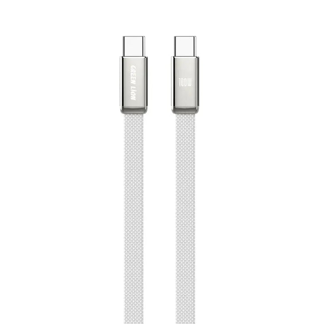 Green Lion Ultra-Thin Braided 1M Cable USB-C To USB-C 100W Silver